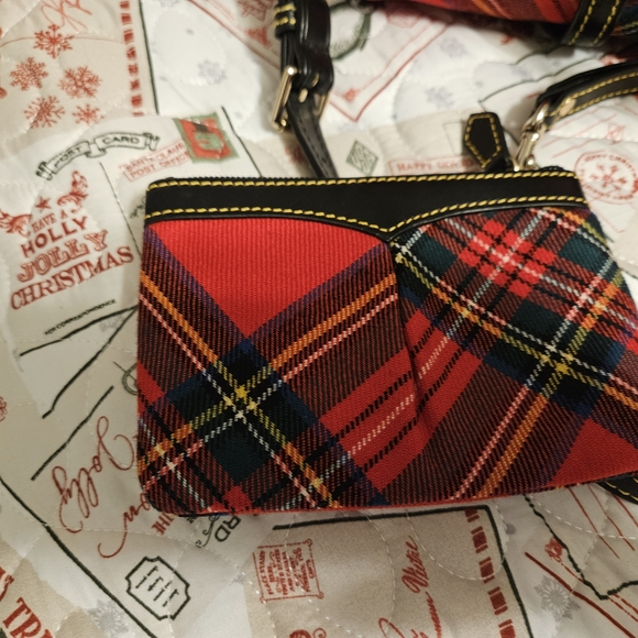 Dooney & Bourke Tartan Wool Red Plaid Satchel Set - Picture 14 of 16
